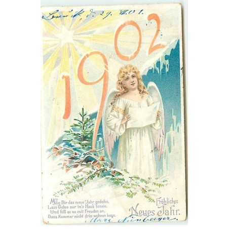 n°20647 - Fröhliches Neues Jahr 1902 - Ange gardien chantant sous une étoile