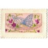 n°20651 - Carte Brodée avec rabat - Papillon Bleu