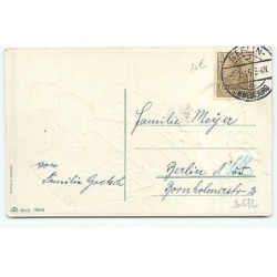 n°20672 - Carte Gaufrée - Gluckliches Neujahr - Angelots et Porte-Monnaie avec des Pièces