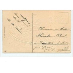 n°11085 - Carte Fantaisie Gaufrée - Bonne  Année - Famille dans une Barque avec des sacs de  Pièces d'Or