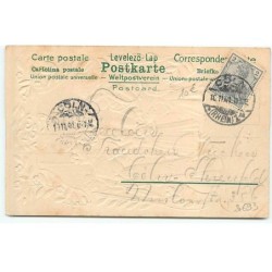 n°20693 - Carte Gaufrée - Famille le jour de Noël