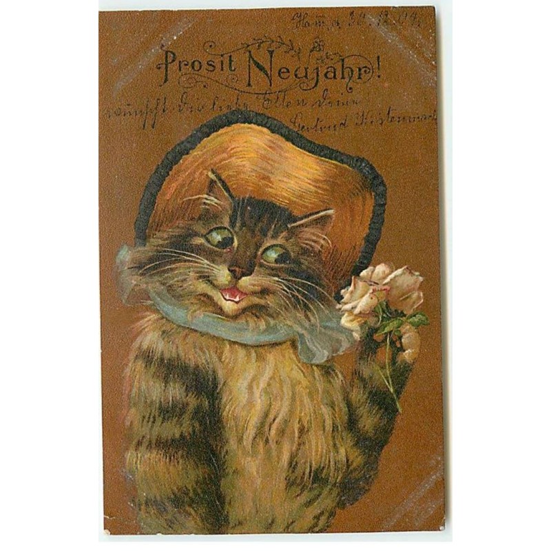 n°20694 - Maurice Boulanger - Chat Humanisé avec une Rose à la Main