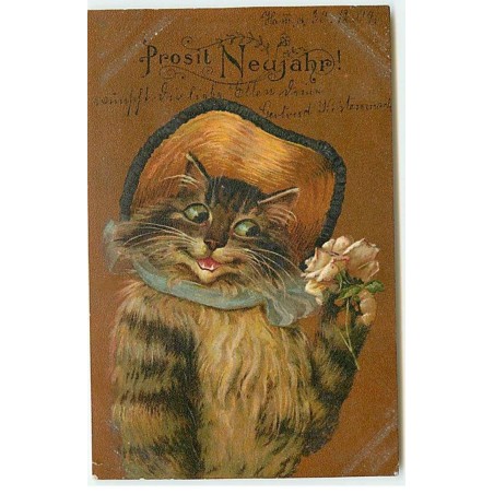 n°20694 - Maurice Boulanger - Chat Humanisé avec une Rose à la Main