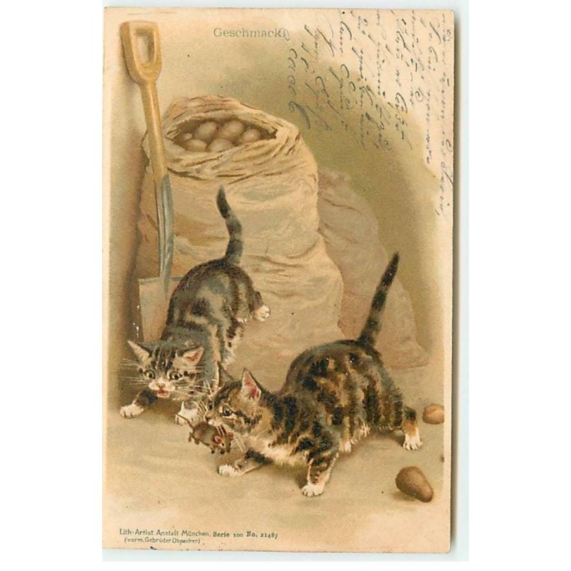 n°20699 - Serie 100 n°21487 - Chats ayant attraper une souris