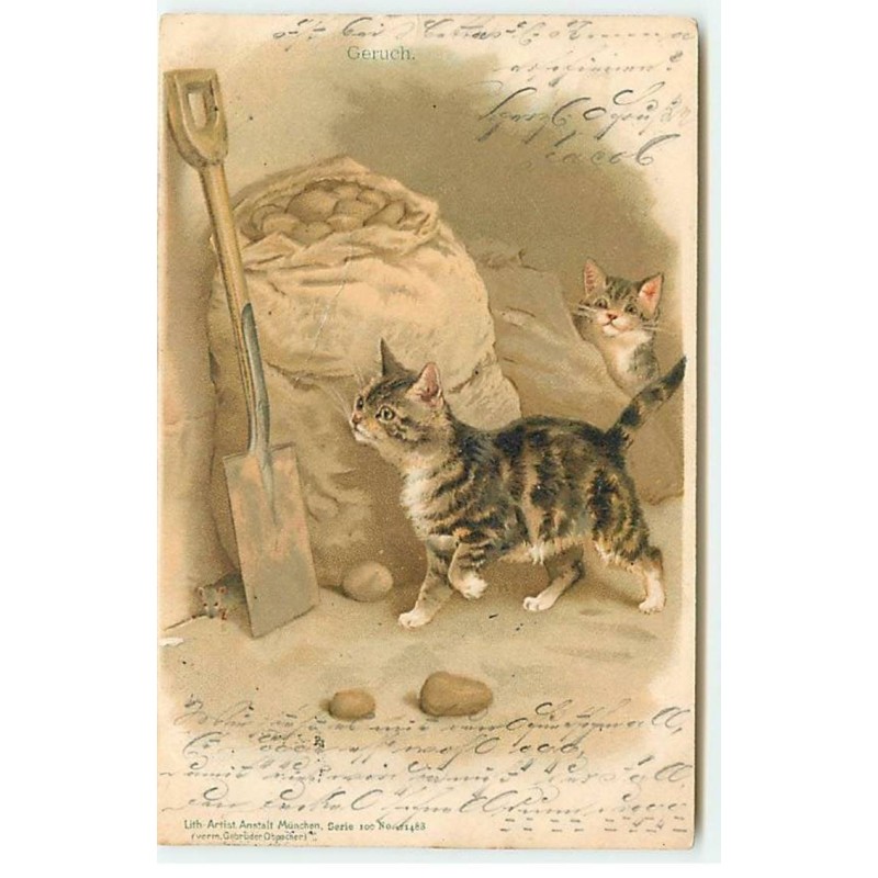 n°20700 - Serie 100 n°21488 - Chats ne voyant pas qu'une souris est cachée derrière une Pelle