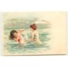 n°20713 - Fantaisie - Deux jeunes femmes se baignant et jouant dans l'eau - Baigneuse