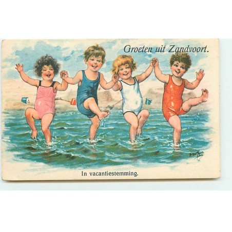 n°20717 - A. Thiele - Groetenh uit Zandvoort - In Vacantiestemming - Enfants les pieds dans l'eau