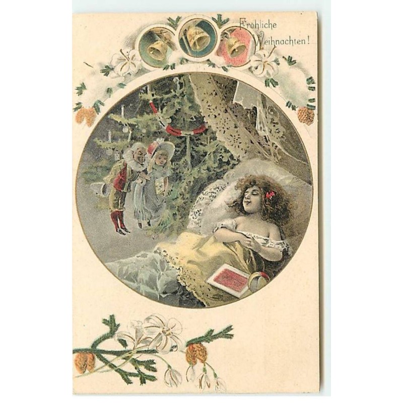 n°20724 - Fröhliche Weihnachten - Poupées regardant une fillette dormant