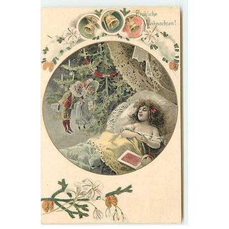 n°20724 - Fröhliche Weihnachten - Poupées regardant une fillette dormant