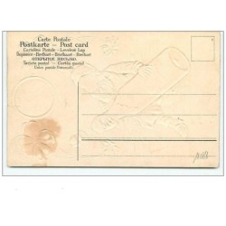 n°11088 - Carte Fantaisie Gaufrée - Bonne Santé - Nain, Lutin débouchant une Bouteille de Champagne