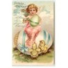 n°20749 - Clapsaddle - Fröhliche Ostern - Ange assis sur un oeuf sous le regard de poussins