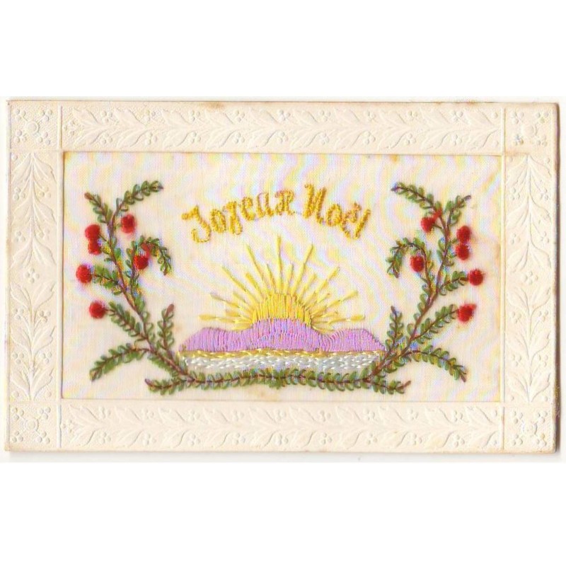 n°20751 - Carte Brodée - Joyeux Noel - Soleil