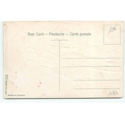 n°20764 - Carte Gaufrée - Couple dont Femme sur un vélo - Angelot
