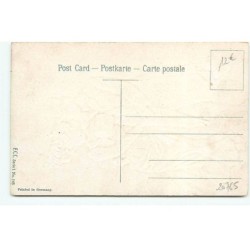 n°20765 - Carte Gaufrée - Couple Faisant du Patin à Glace - Angelot grelotant