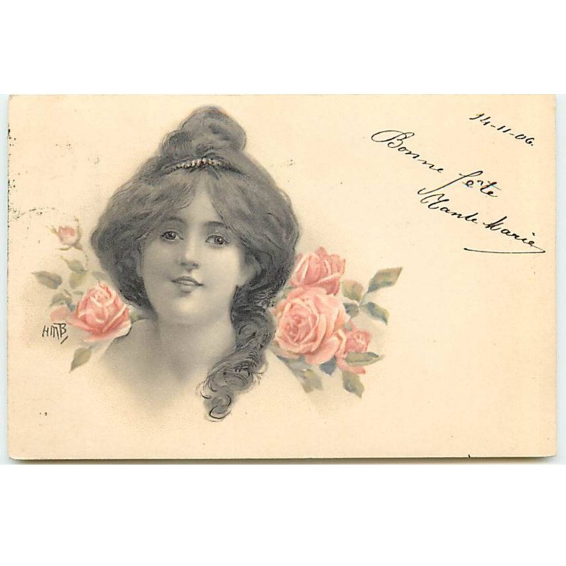 n°20772 - HMB - Portrait de Femme - Roses