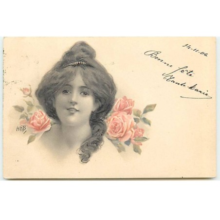 n°20772 - HMB - Portrait de Femme - Roses
