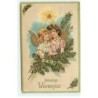 n°20786 - Carte Gaufrée - Frohliche Weihnachten - Deux Anges sous une Etoile