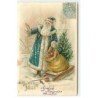 n°20787 - Carte Gaufrée - Joyeux Noel - Père Noel sortant des cadeaux