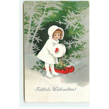n°20797 - Frohliche Weihnachten - Clapsaddle - Fillette avec un Manchon
