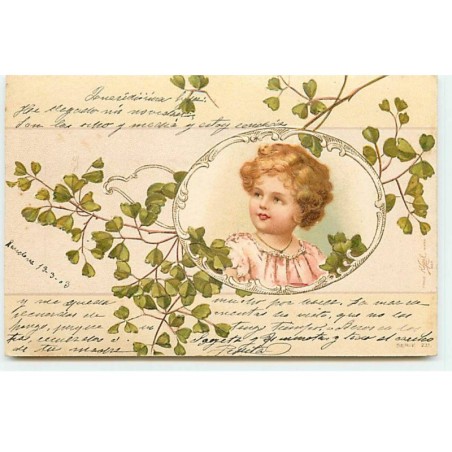 n°20798 - Clapsaddle - Fillette Blonde dans un Macaron
