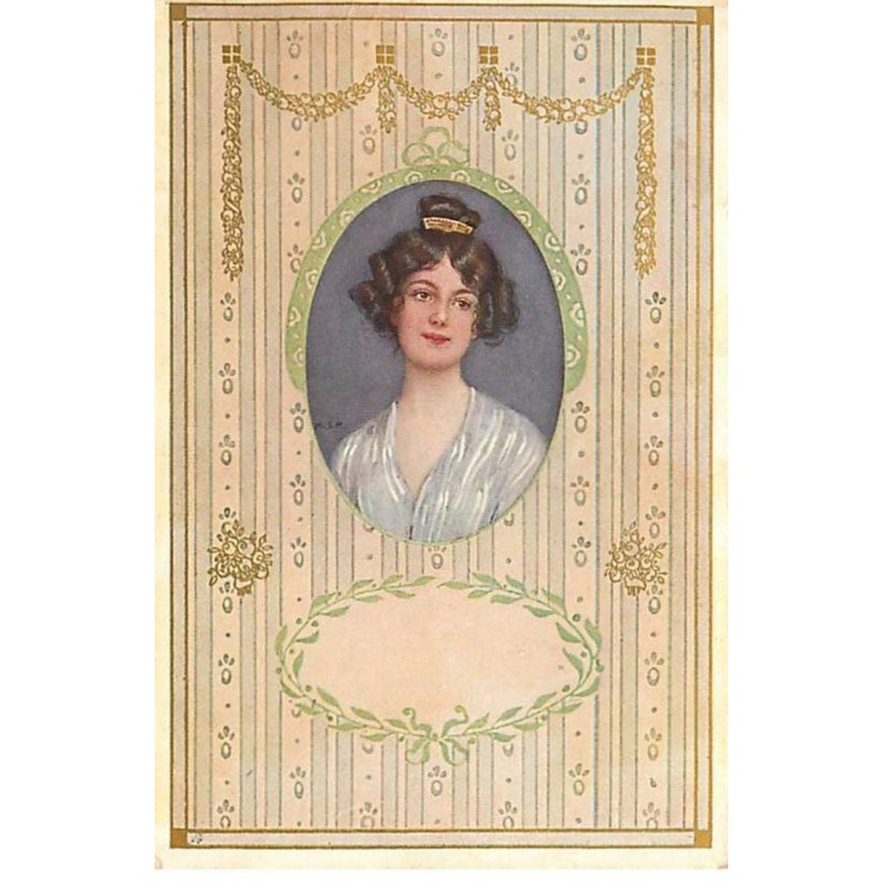 n°20806 - MM Vienne n°318 - MSM - Jeune femme brune dans un médaillon