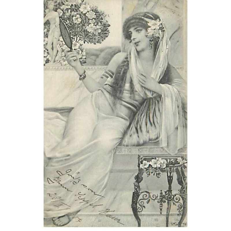 n°20816 - Theo Stroefer Serie 346 - Jeune femme s'admirant dans un miroir