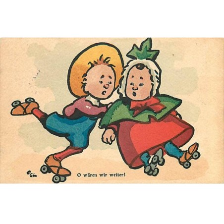 n°20824 - Lewin - MM Vienne n°590 - O wären wir weiter - Enfants sur des patins à roulettes