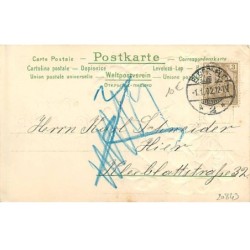 n°20843 - Carte Gaufrée - Prosit Neujahr - Lutin tombant en débouchant une bouteille de Champagne