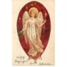 n°20847 - Clapsaddle - Carte avec Paillettes - Ange tenant un flambeau
