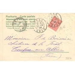 n°20850 - Carte Gaufrée - Clapsaddle - Meilleurs Voeux - Ange sur le dos d'un cochon - 1905 - Champignon