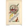 n°11208 - Carte Fantaisie Brodée - Happy Easter - Village dans un Médaillon + Lapin