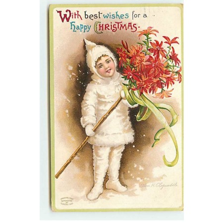 n°20869 - Carte Gaufrée - Ellen H. Clapsaddle - With best wishes for a Happy Christmas