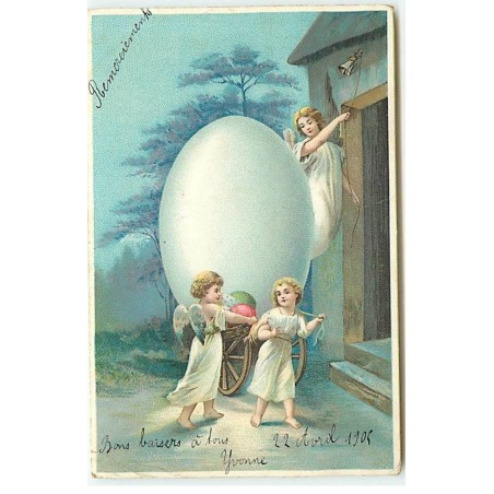 n°20877 - Anges apportant un gros oeufs