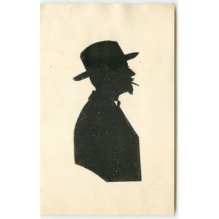 n°11220 - Carte Fantaisie - Silhouette - Homme avec un Chapeau Fumant