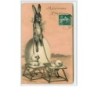 n°2089 - Carte Gaufrée - Heureuses Pâques - Lapin et poussins
