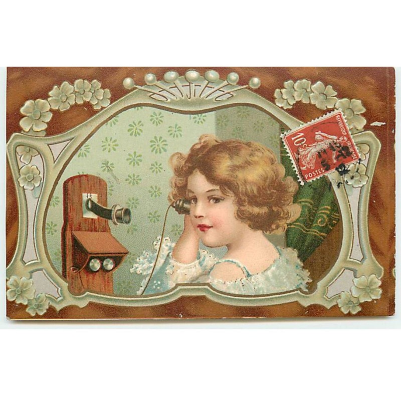 n°20896 - Clapsaddle - Jeune fille au téléphone