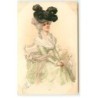 n°20915 - MSM - Jeune femme portant un chapeau à plume noir