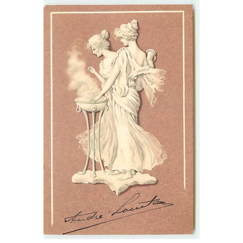 n°20916 - MSM - Jeunes femmes, l'une portant une amphore  - Style Grèce Antique