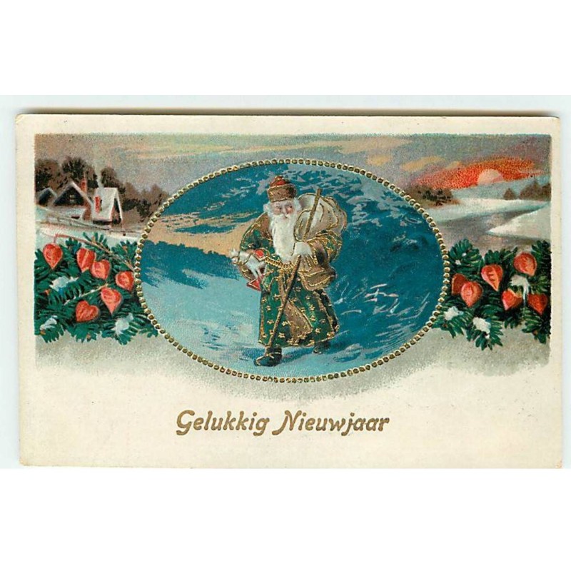 n°20925 - Gelukkig Nieuwjaar - Père Noël portant un sac rempli de jouets