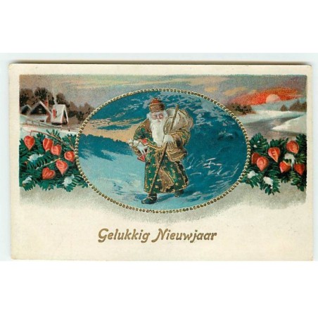 n°20925 - Gelukkig Nieuwjaar - Père Noël portant un sac rempli de jouets