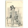 n°20940 - Prosit Neujahr - Teckel jouant avec un enfant portant un chapeau haut de forme