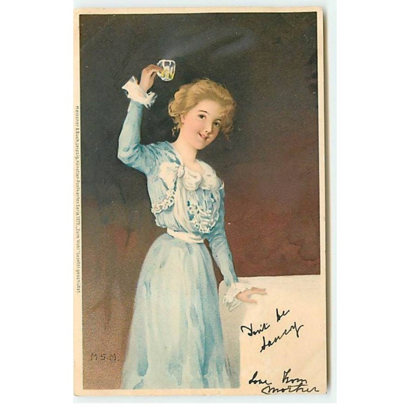 n°20955 - MSM - Meissner - Jeune femme levant un verre