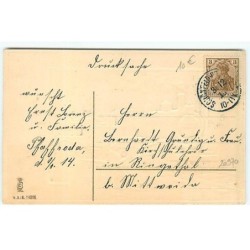 n°20970 - Carte Gaufrée - Fröhliches Neujahr - Homme saluant un train