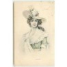 n°11226 - Carte Fantaisie - Femme avec Chapeau Blanc - Série 803