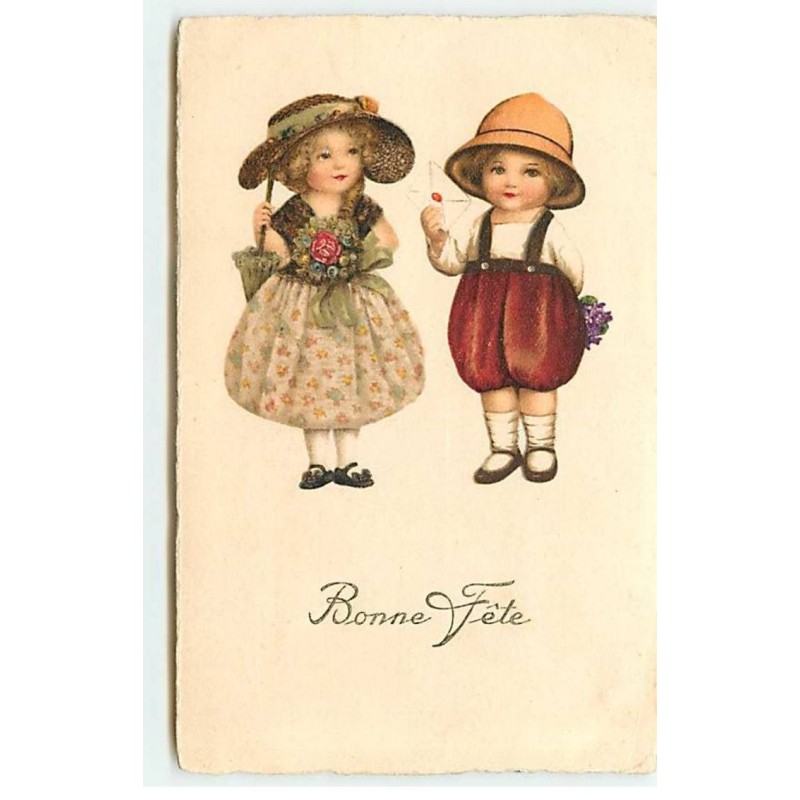 n°20996 - Clapsaddle - Bonne Fête - Couple d'enfant
