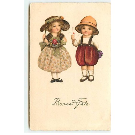 n°20996 - Clapsaddle - Bonne Fête - Couple d'enfant