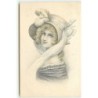 n°11227 - Carte Fantaisie - Femme avec Chapeau Rose - Série 809
