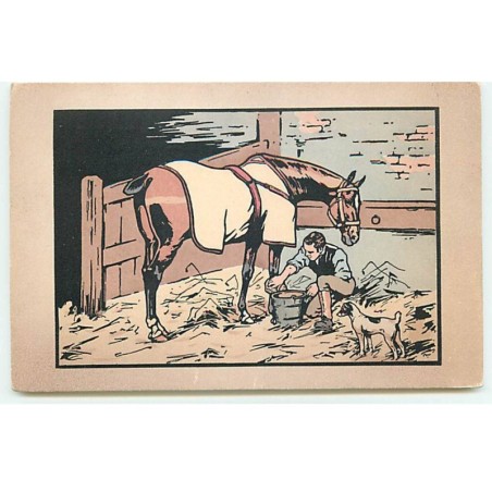 n°21013 - MM Vienne n°361 - Homme lavant les pieds d'un cheval dans une écurie