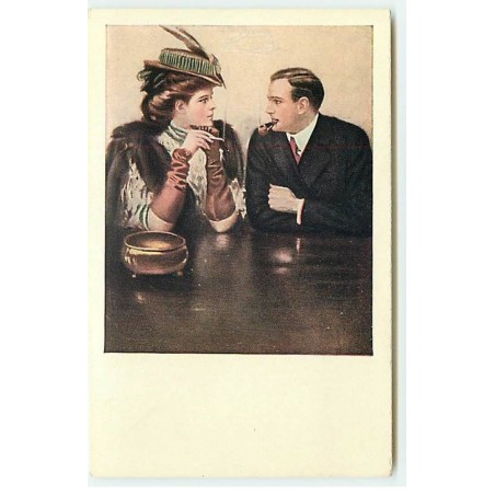 n°21014 - MM Vienne n°387 - Couple se regardant, l'homme fumant une pipe, la femme une cigarette