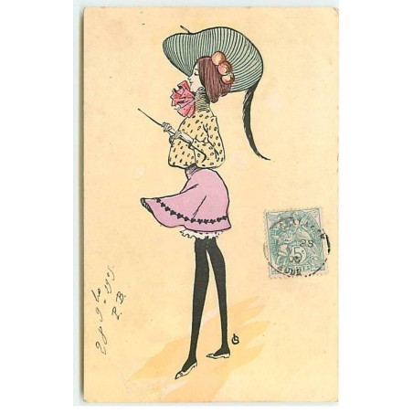 n°21017 - E.F.A. Series 545 - Jeune femme portant un grand chapeau et une jupe courte